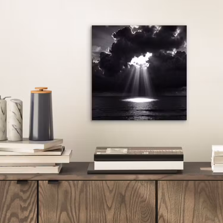 Aluminium schilderij - Licht - Wolken - Zee - Zwart-wit - Natuur — 2