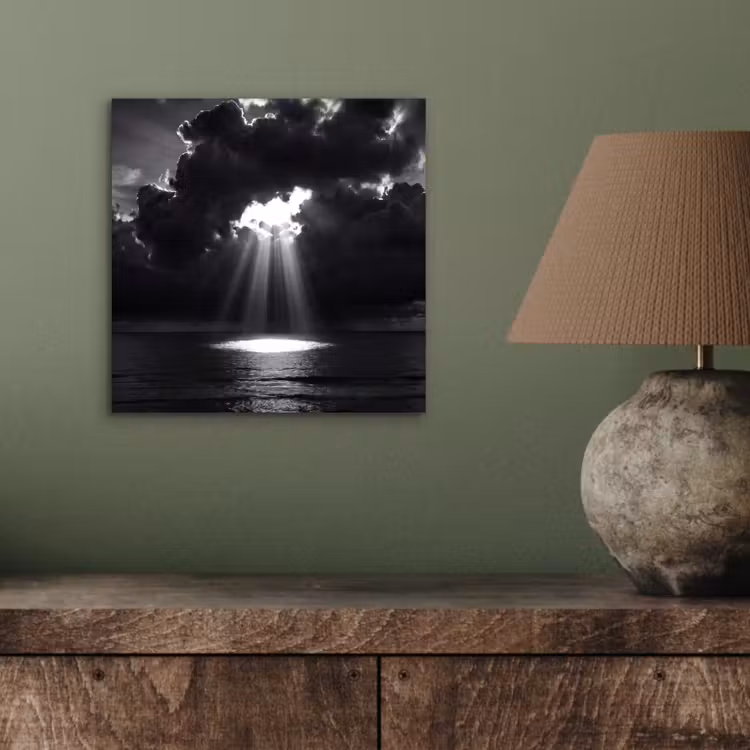 Aluminium schilderij - Licht - Wolken - Zee - Zwart-wit - Natuur — 3