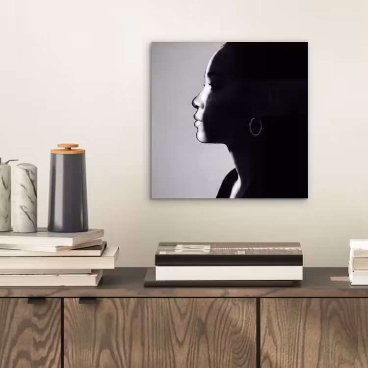 Aluminium schilderij - Vrouw - Profiel - Mensen - Zwart-wit — 2
