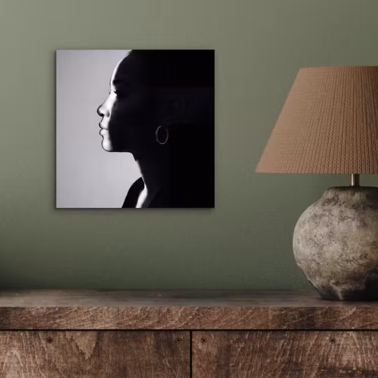 Aluminium schilderij - Vrouw - Profiel - Mensen - Zwart-wit — 3