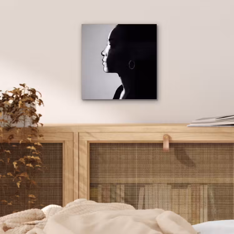 Aluminium schilderij - Vrouw - Profiel - Mensen - Zwart-wit — 4
