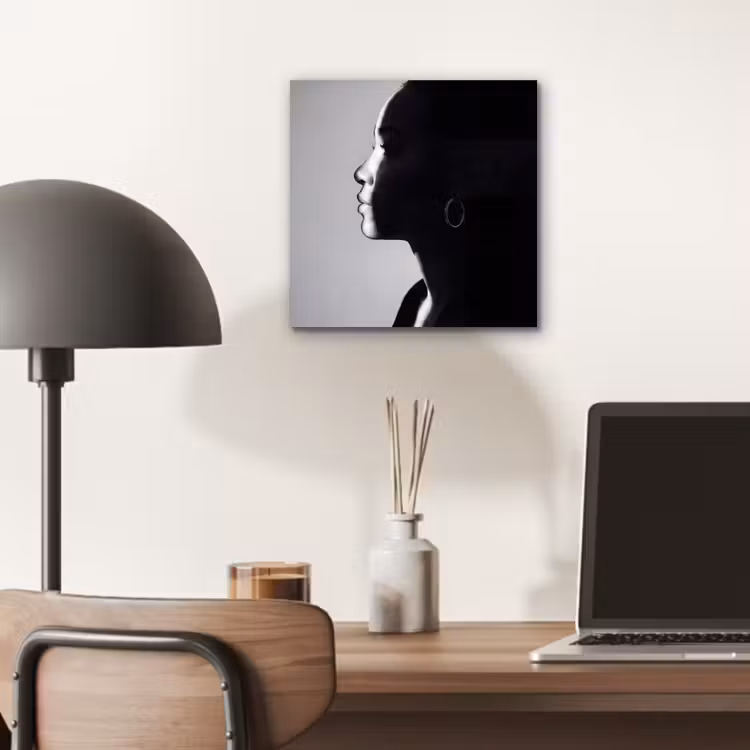 Aluminium schilderij - Vrouw - Profiel - Mensen - Zwart-wit — 6