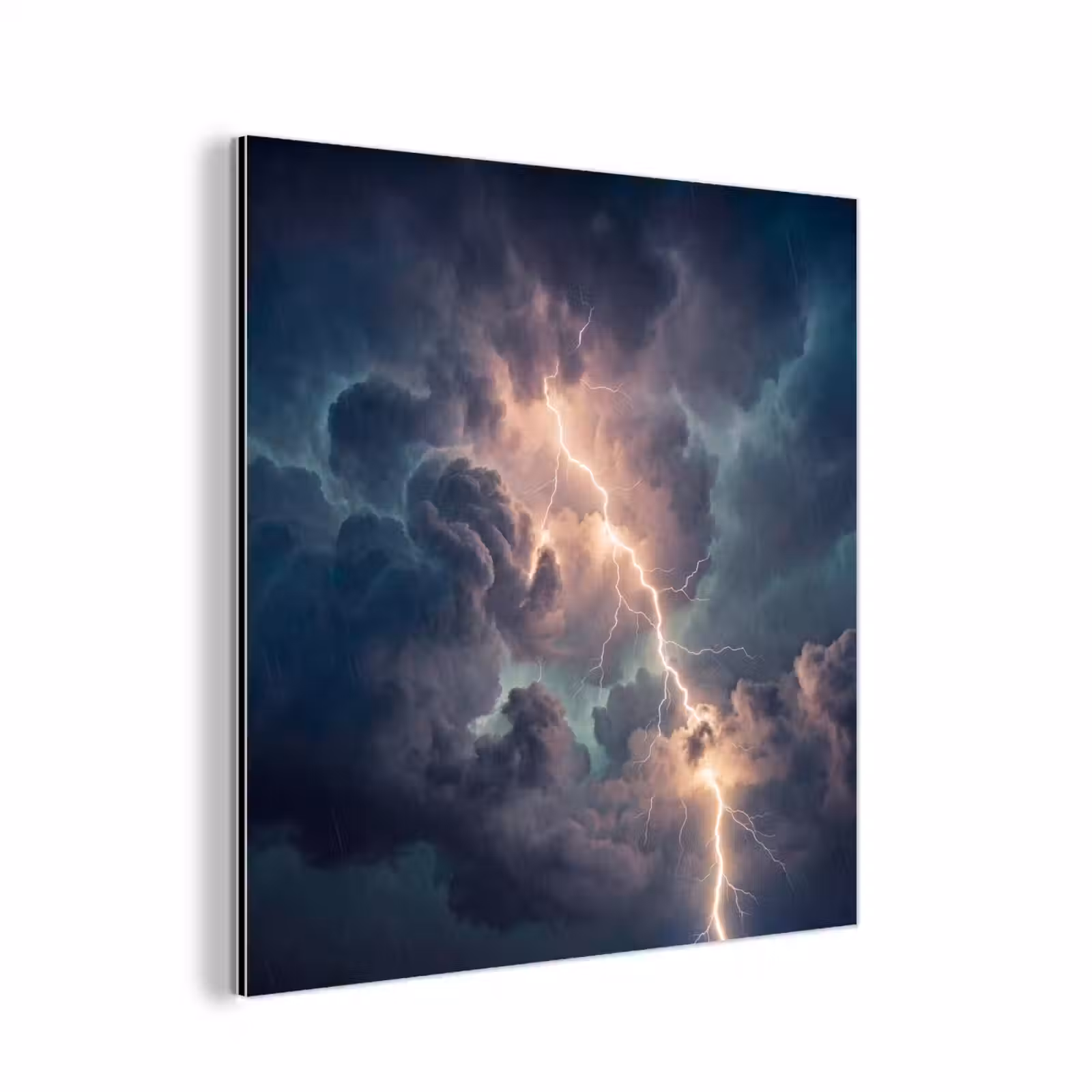 Aluminium schilderij - Bliksem - Storm - Natuur - Donker — 1