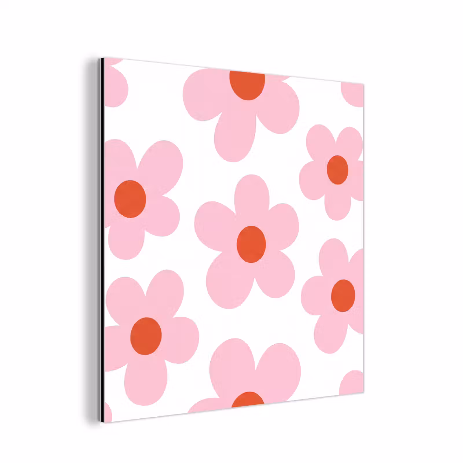Aluminium schilderij - Bloemen - Patroon - Modern - Roze - Wit — 1