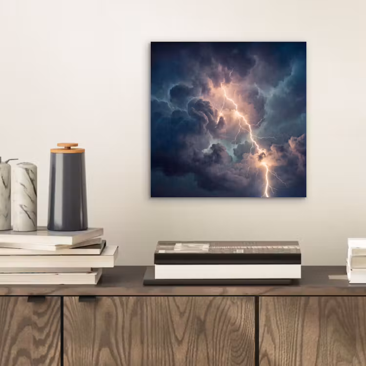Aluminium schilderij - Bliksem - Storm - Natuur - Donker — 2