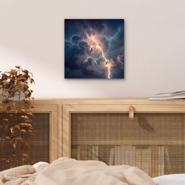 Aluminium schilderij - Bliksem - Storm - Natuur - Donker — 4