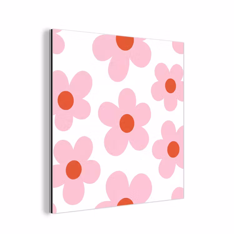 Aluminium schilderij - Bloemen - Patroon - Modern - Roze - Wit — 1