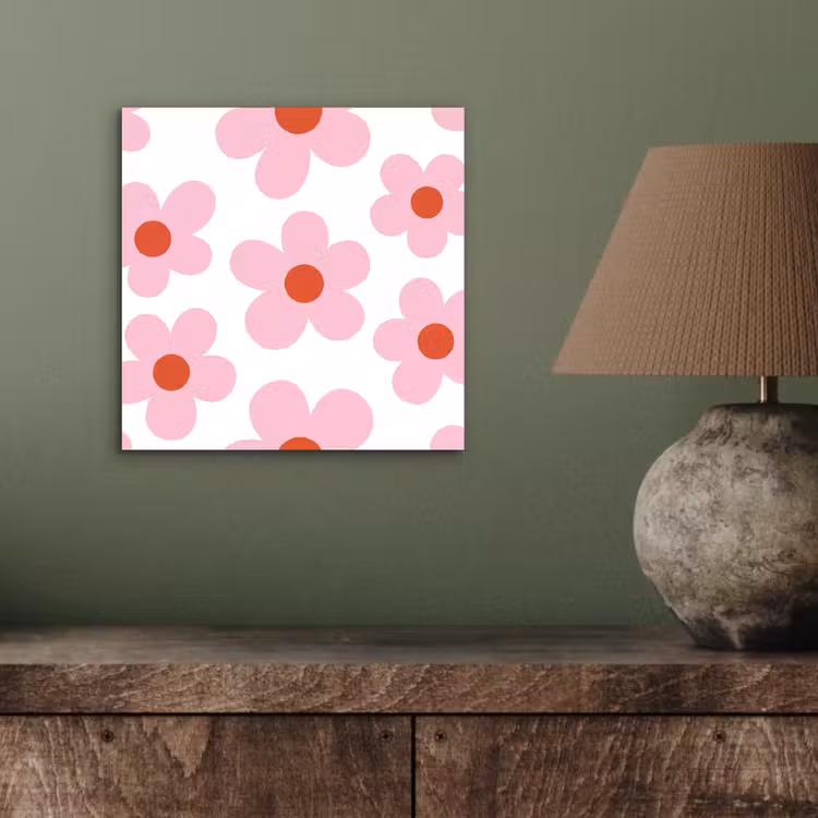 Aluminium schilderij - Bloemen - Patroon - Modern - Roze - Wit — 3