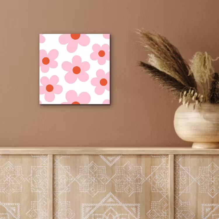 Aluminium schilderij - Bloemen - Patroon - Modern - Roze - Wit — 5