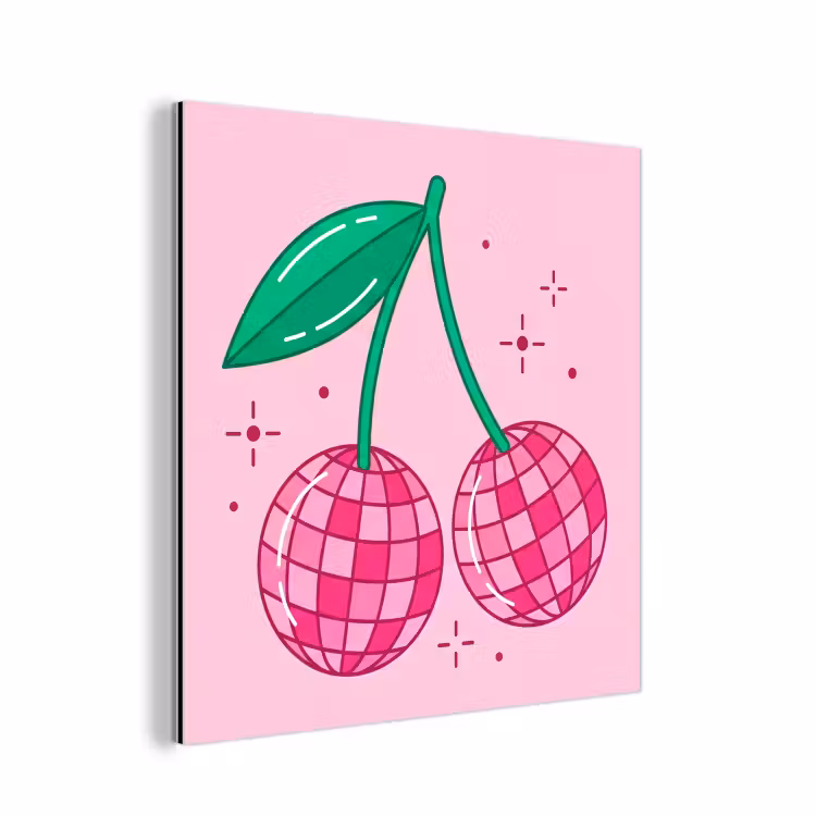 Aluminium schilderij - Decoratie - Disco-bal - Feest - Roze — 1