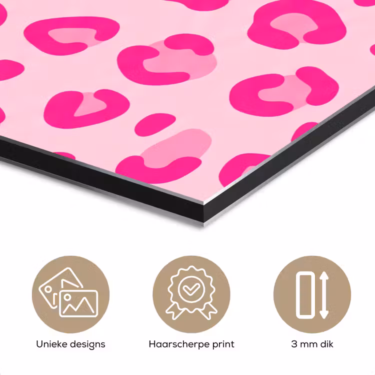 Aluminium schilderij - Dierenprint - Patroon - Abstract - Modern - Roze — 7