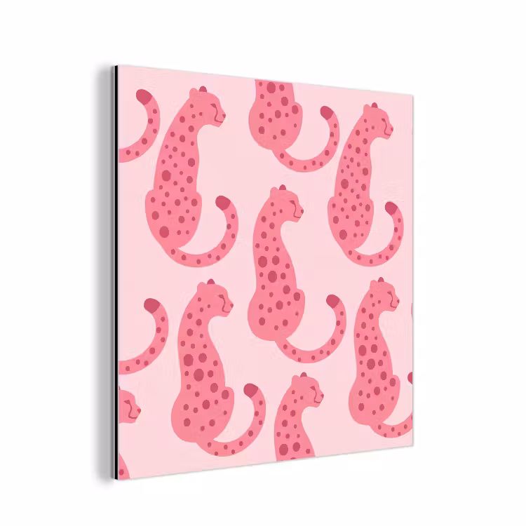 Aluminium schilderij - Kat - Gevlekt - Dieren - Patroon - Roze — 1