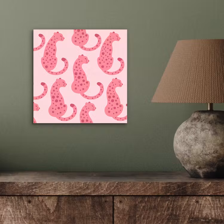 Aluminium schilderij - Kat - Gevlekt - Dieren - Patroon - Roze — 3