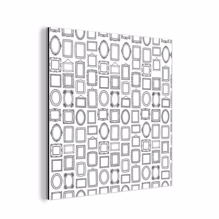 Aluminium schilderij - Lijsten - Patroon - Decoratie - Schets - Zwart-wit — 1