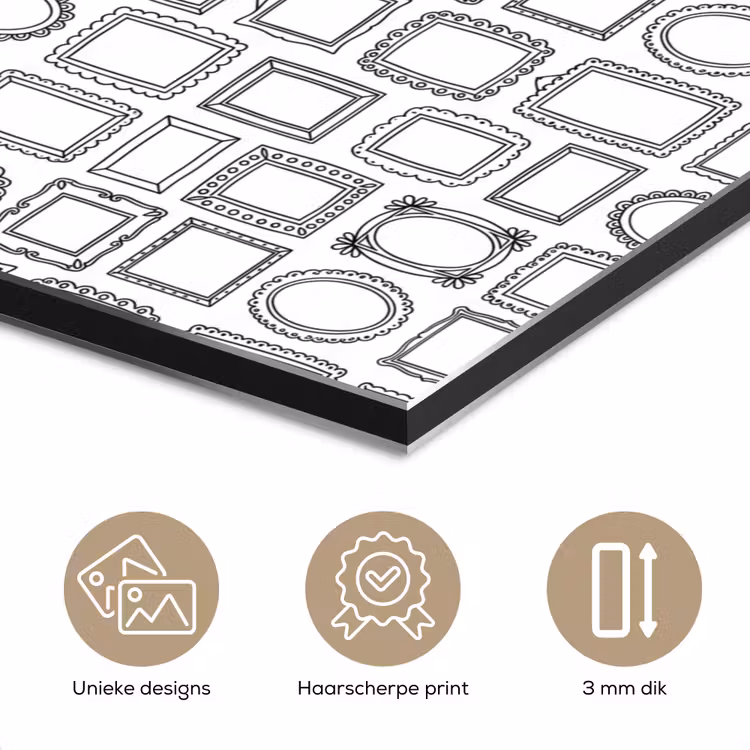 Aluminium schilderij - Lijsten - Patroon - Decoratie - Schets - Zwart-wit — 7