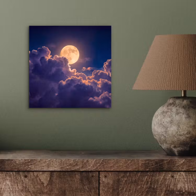 Aluminium schilderij - Maan - Wolken - Nacht - Oranje — 3