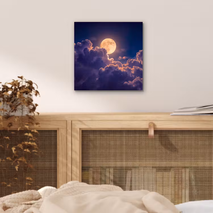 Aluminium schilderij - Maan - Wolken - Nacht - Oranje — 4