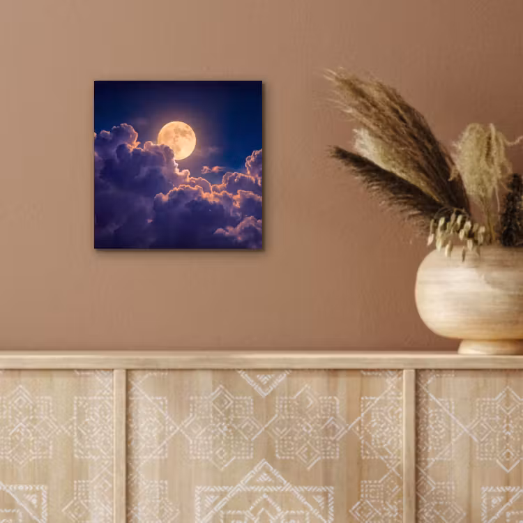 Aluminium schilderij - Maan - Wolken - Nacht - Oranje — 5
