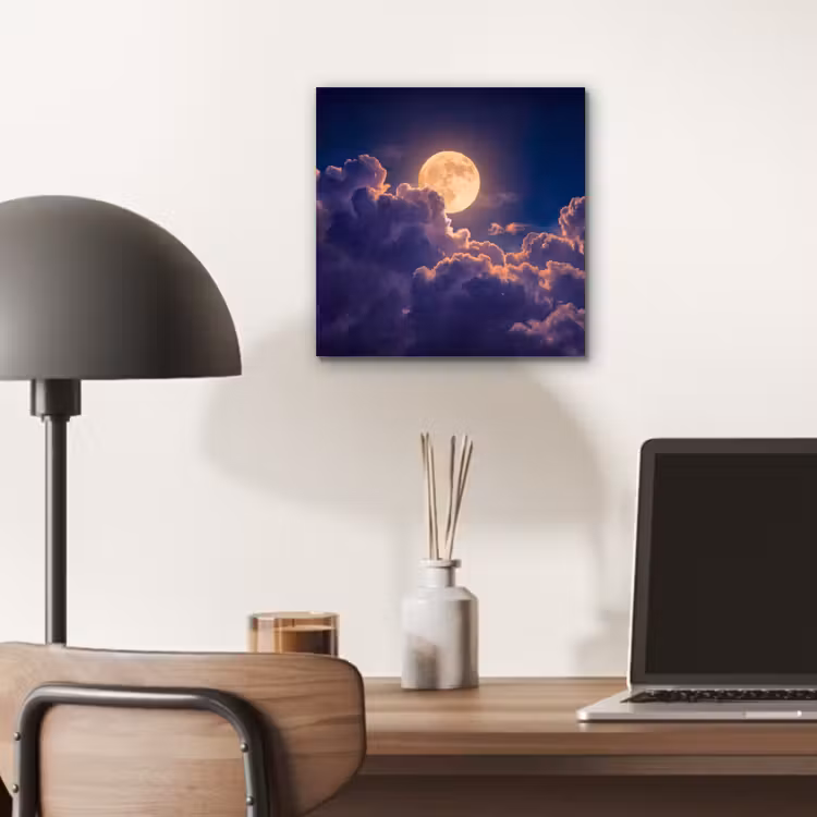 Aluminium schilderij - Maan - Wolken - Nacht - Oranje — 6