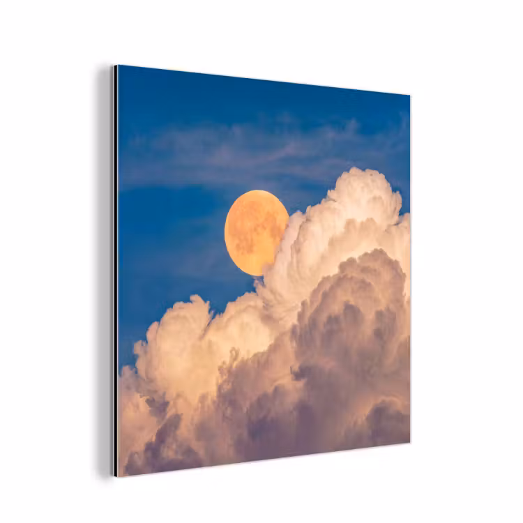 Aluminium schilderij - Maan - Wolken - Natuur - Oranje — 1