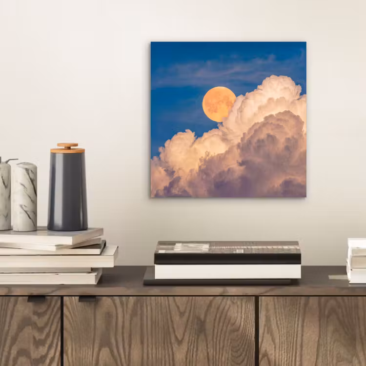 Aluminium schilderij - Maan - Wolken - Natuur - Oranje — 2