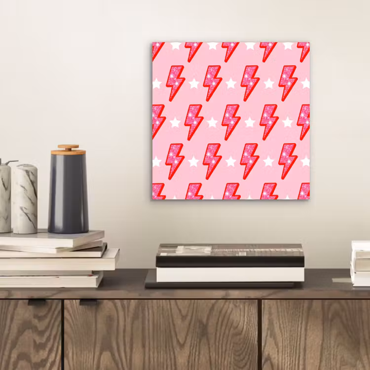 Aluminium schilderij - Patroon - Bliksem - Ster - Glitter - Roze — 2