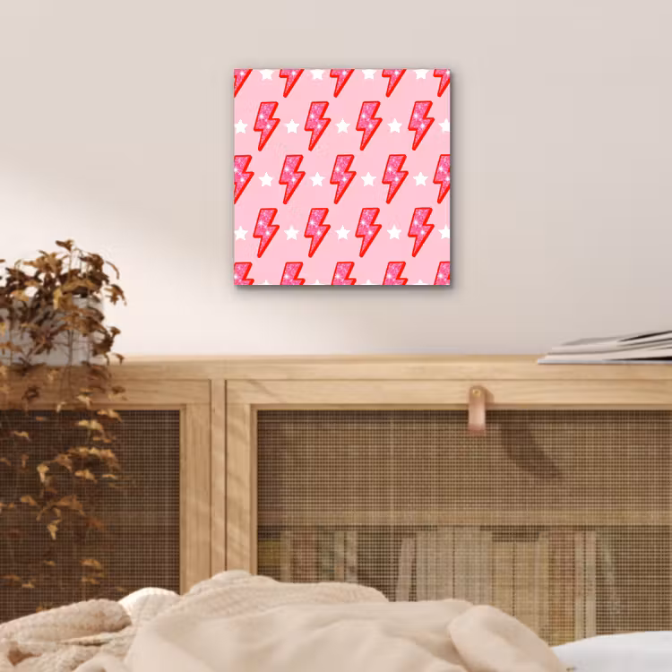 Aluminium schilderij - Patroon - Bliksem - Ster - Glitter - Roze — 4