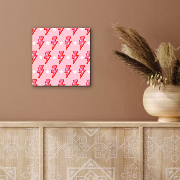 Aluminium schilderij - Patroon - Bliksem - Ster - Glitter - Roze — 5