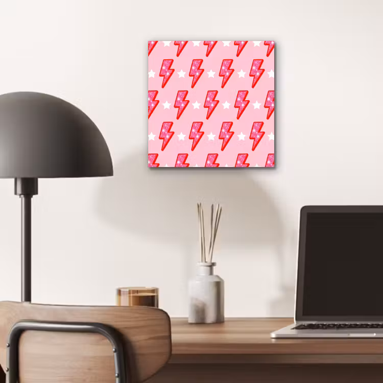 Aluminium schilderij - Patroon - Bliksem - Ster - Glitter - Roze — 6