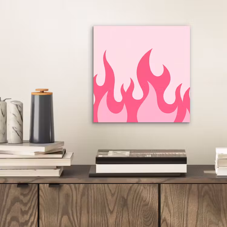 Aluminium schilderij - Vlammen - Patroon - Abstract - Modern - Roze — 2