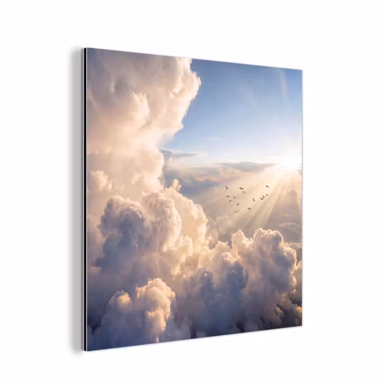 Aluminium schilderij - Wolken - Zonnestralen - Natuur - Wit — 1