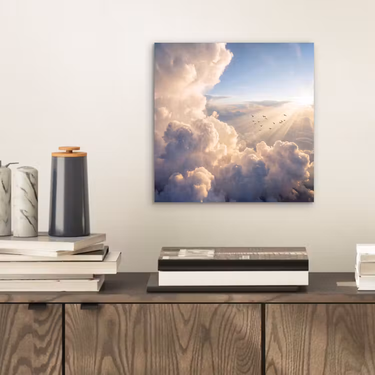 Aluminium schilderij - Wolken - Zonnestralen - Natuur - Wit — 2