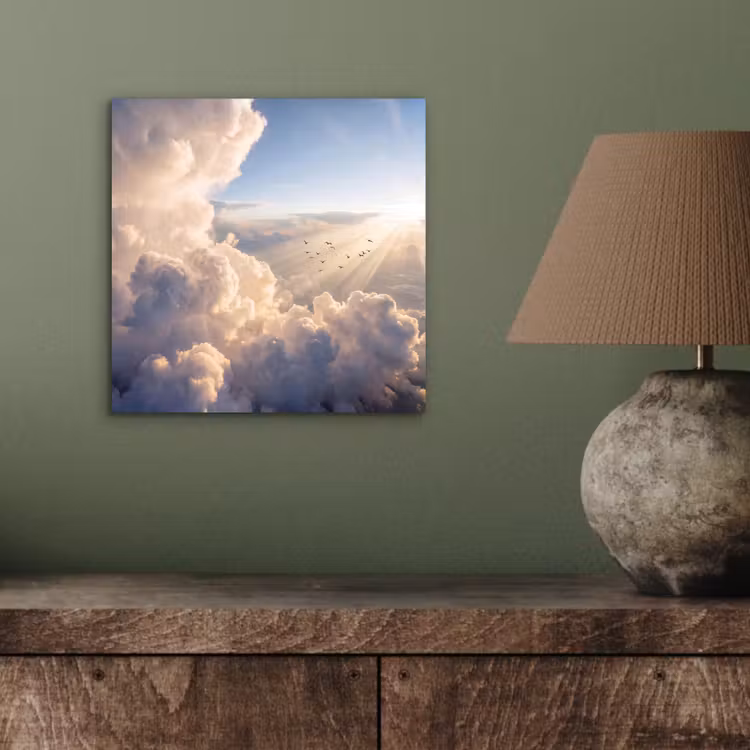 Aluminium schilderij - Wolken - Zonnestralen - Natuur - Wit — 3