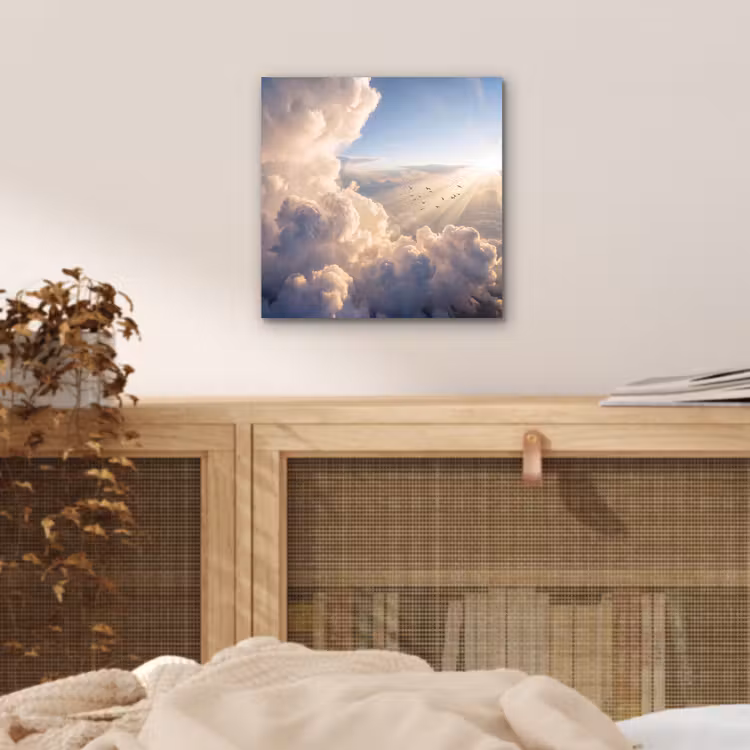 Aluminium schilderij - Wolken - Zonnestralen - Natuur - Wit — 4