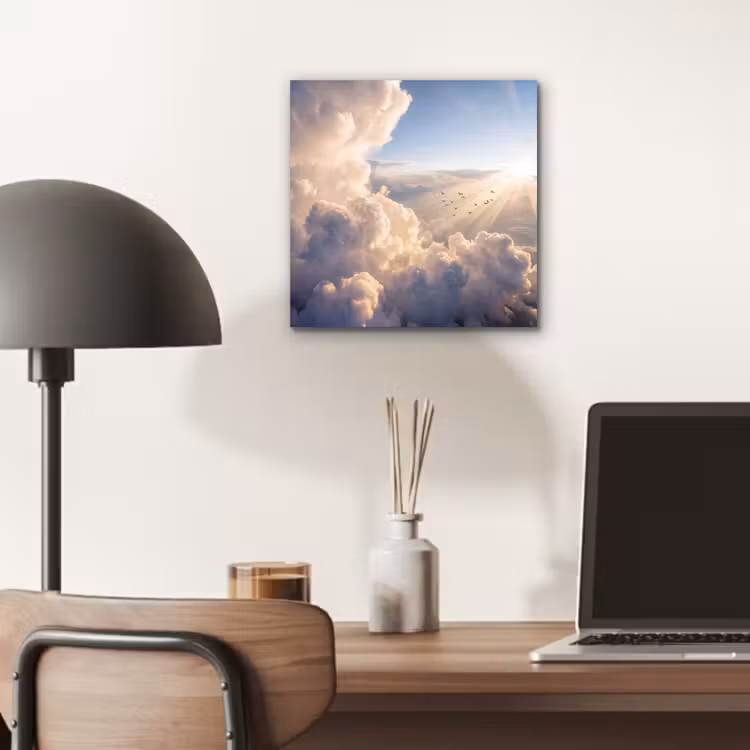 Aluminium schilderij - Wolken - Zonnestralen - Natuur - Wit — 6