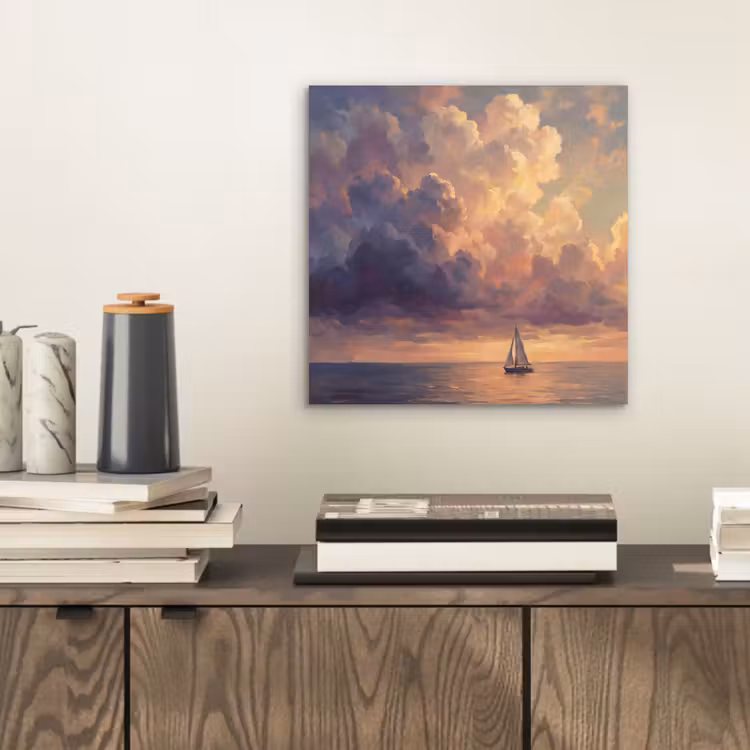 Aluminium schilderij - Boot - Zonsondergang - Zee - Natuur - Goud — 2
