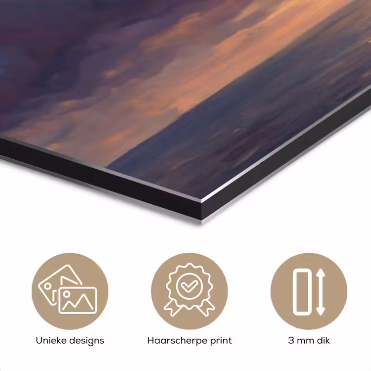 Aluminium schilderij - Boot - Zonsondergang - Zee - Natuur - Goud — 7