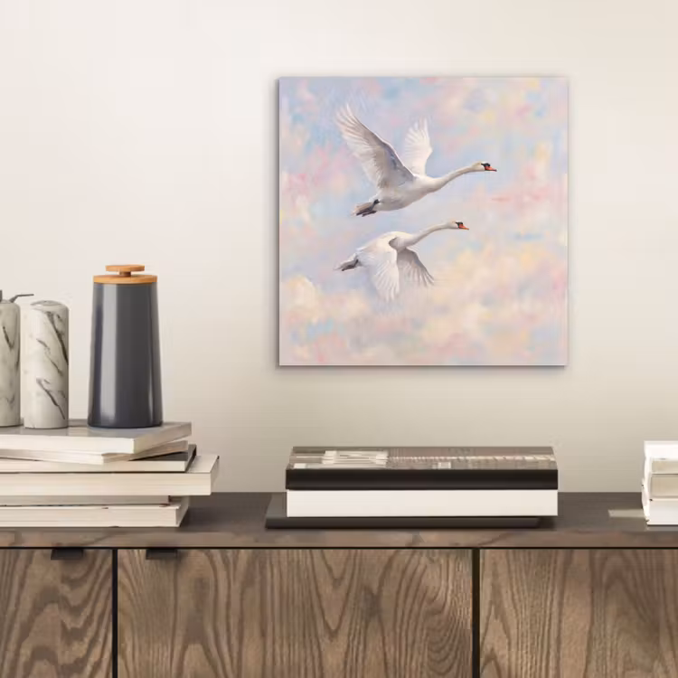 Aluminium schilderij - Vogel - Vliegend - Lucht - Modern - Pastel — 2
