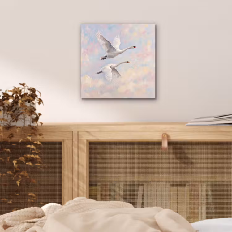 Aluminium schilderij - Vogel - Vliegend - Lucht - Modern - Pastel — 4