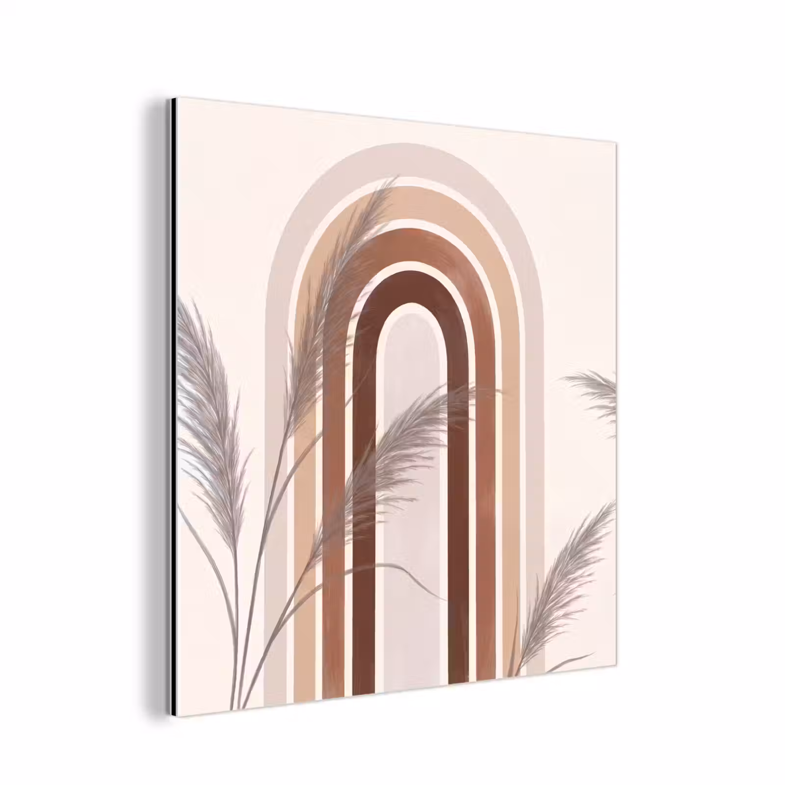Aluminium schilderij - Abstract - Bogen - Plant - Boho - Beige — 1
