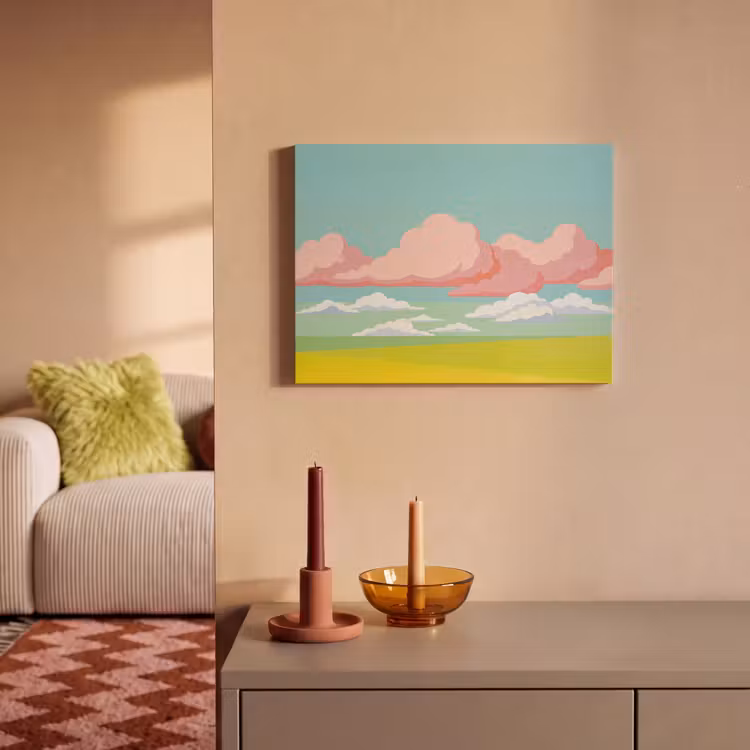 Akoestisch schilderij - Wolken - Roze - Natuur - Modern - Pastel — 2