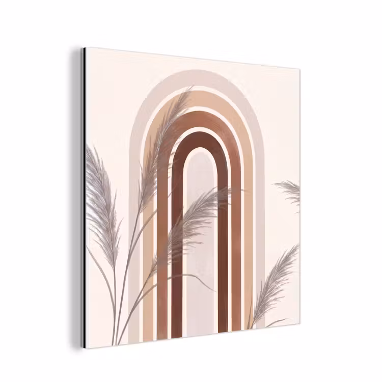 Aluminium schilderij - Abstract - Bogen - Plant - Boho - Beige — 1