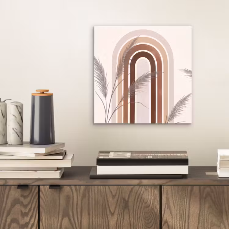 Aluminium schilderij - Abstract - Bogen - Plant - Boho - Beige — 2