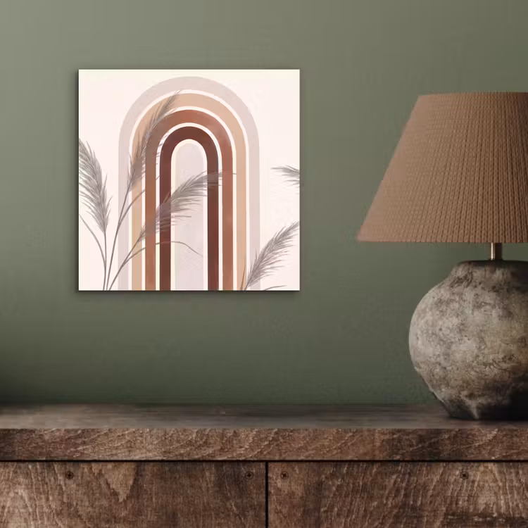 Aluminium schilderij - Abstract - Bogen - Plant - Boho - Beige — 3