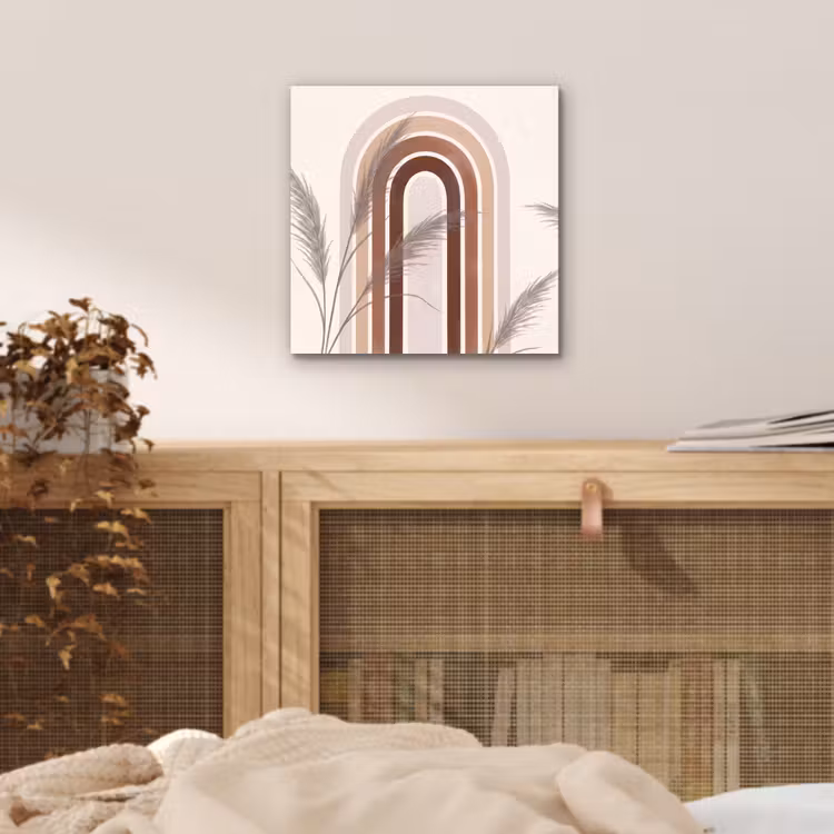 Aluminium schilderij - Abstract - Bogen - Plant - Boho - Beige — 4