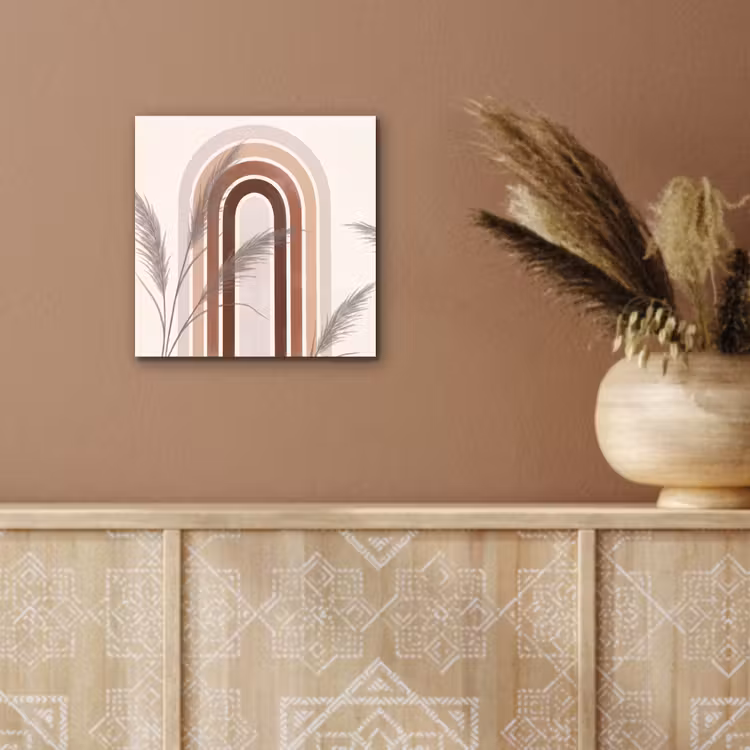 Aluminium schilderij - Abstract - Bogen - Plant - Boho - Beige — 5