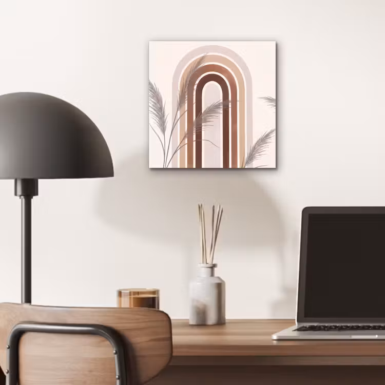 Aluminium schilderij - Abstract - Bogen - Plant - Boho - Beige — 6