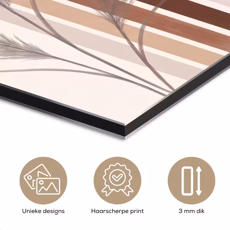 Aluminium schilderij - Abstract - Bogen - Plant - Boho - Beige — 7
