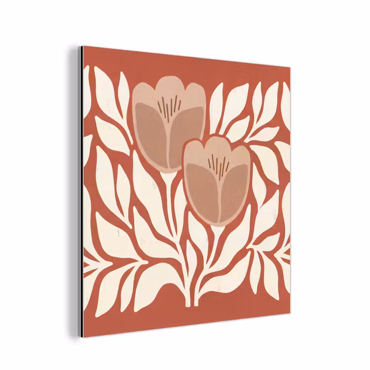 Aluminium schilderij - Bloemen - Abstract - Modern - Beige - Natuur — 1