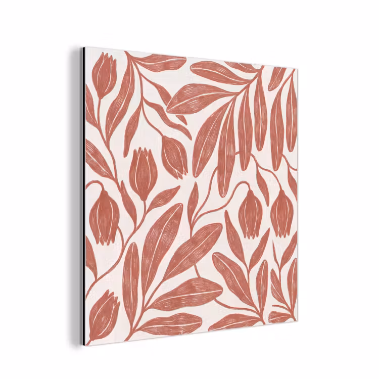Aluminium schilderij - Bloemen - Patroon - Modern - Natuur - Bruin — 1